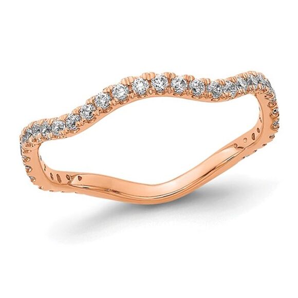 1/3 Carat (ctw) Diamond Wavy Ring in 14K Rose Gold